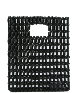 Beaded Designer Tote Bag YW-0007 BLACK